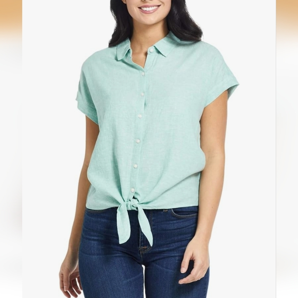 Weatherproof Vintage Ladies' Tie Front Top, Small